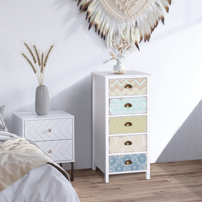 Oona Chest of 5 Drawers Bedside Cabinet Side Storage Chest Entryway