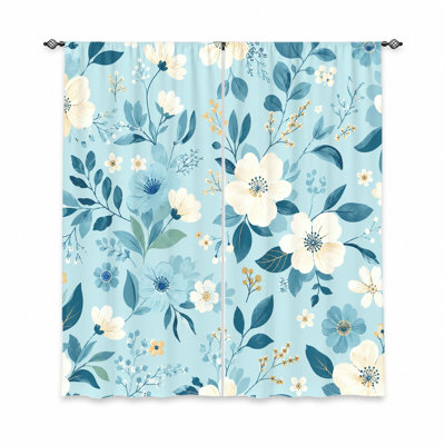 2 pièces de rideaux filtrant la lumière avec imprimé floral rétro, conception à passe-tringle pour le salon, la chambre à coucher, le balcon, la cuisine, la décoration de la maison