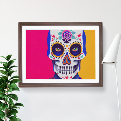 Cosmopolitan Floral Sugar Skull - Framed Print