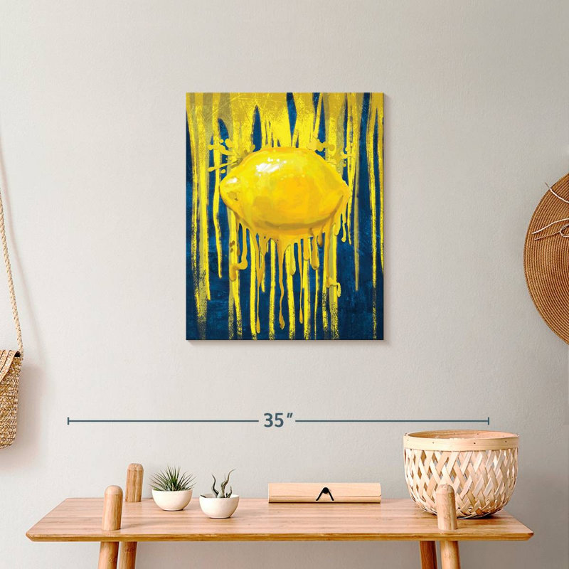 «Lemon Paint Drip» sur toile, H 20 po x l 16 po x P 1,25 po