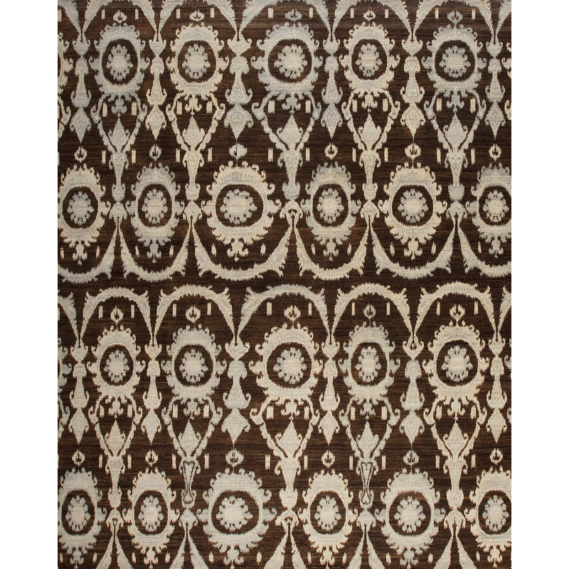 Jazz Hand Knotted Wool Area Rug in Chocolate, Rectangle 10' x 14'