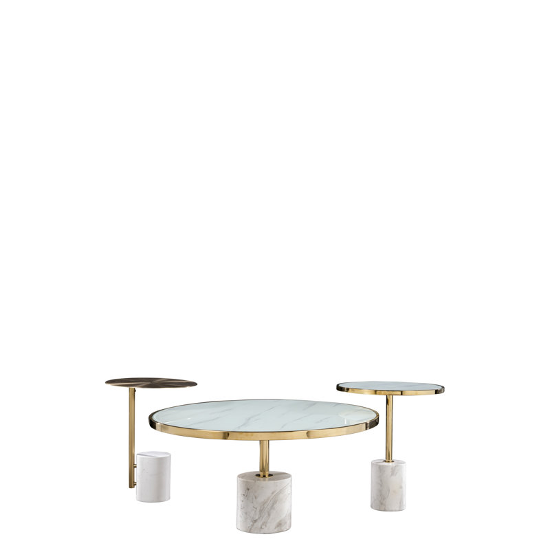 Emmy End Table in Top and Base – C-Shaped Accent Side Table, White