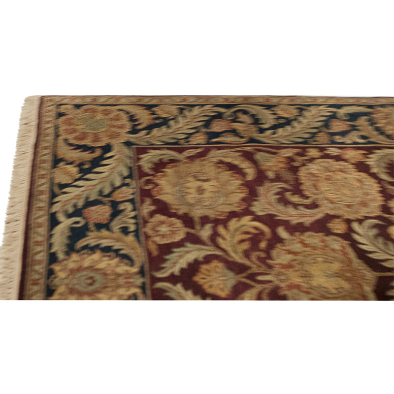 High-Quality Hand-Knotted Red And Blue Area Rug, Rectangle 8'3" x 9'11"