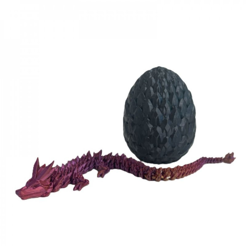 Ensemble de 2 figurines de dragon avec œuf aux couleurs de l'arc-en-ciel imprimé en 3D, H 1,5 po x l 1,5 po x P 11,25 po