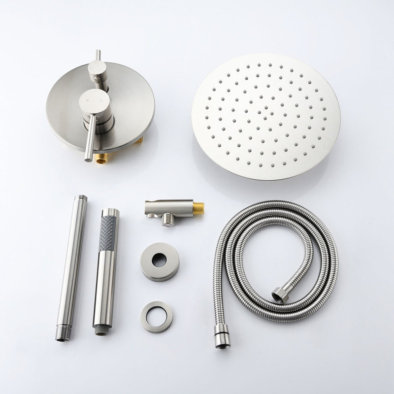 10 Inch Shower Head And Handheld Unit In Brushed Nickel For Bathroom Luxury Experience Pair Upgrade