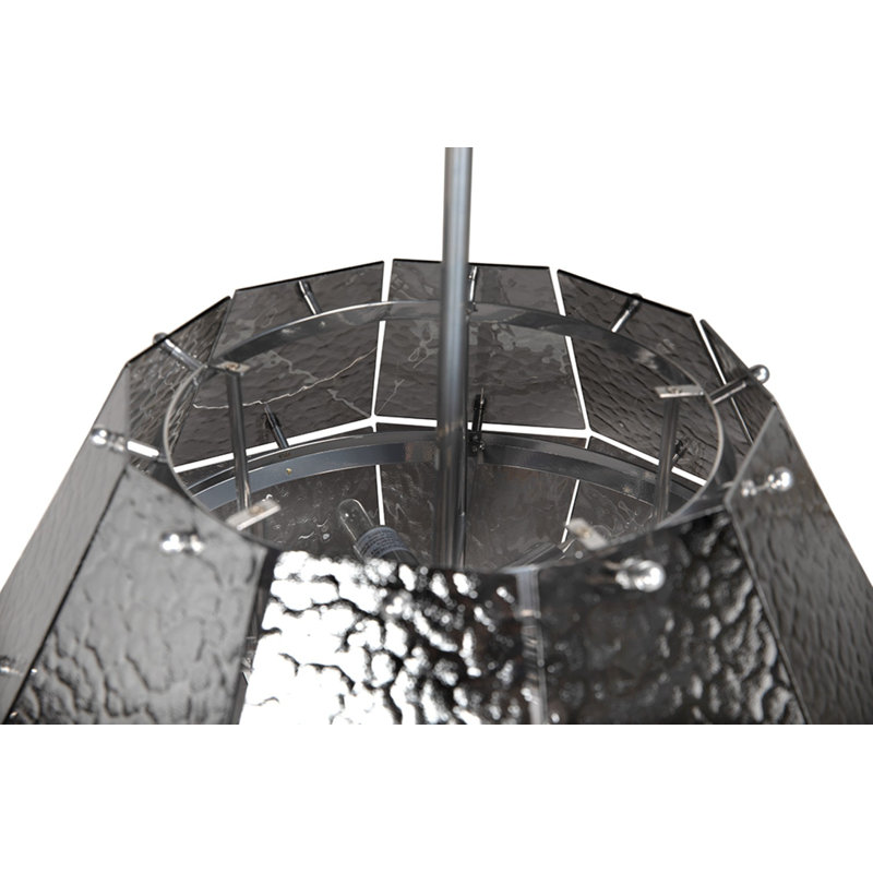 Lustre en obsidienne, 5 lumières, H 14 po x l 20 po x P 20 po, Chrome chrome