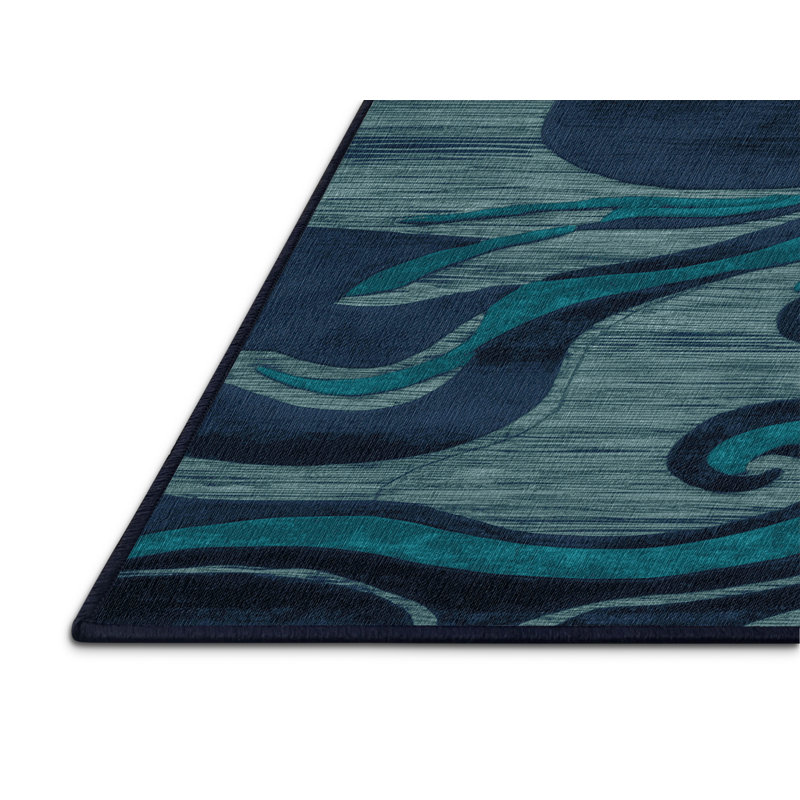 Tapis abstrait gris lavable à la machine, Rectangulaire 3 pi x 5 pi