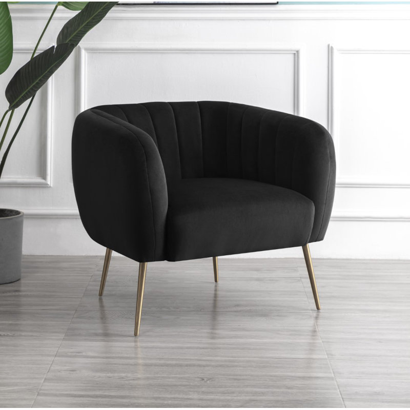 Aylin Velvet Barrel Chair, Black