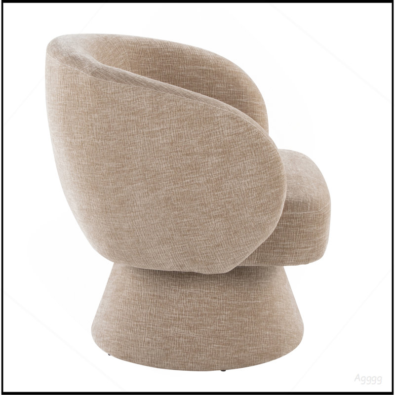 Fauteuil d'appoint pivotant en tissu brun clair