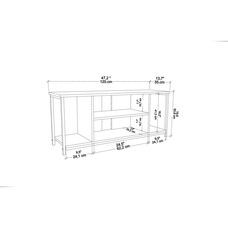 Rina TV Stand for TVs up to 50", White/Oak