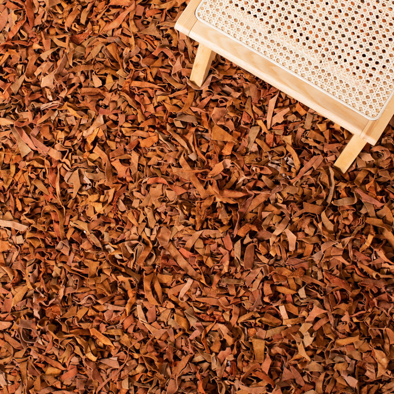 Hand-Knotted Orange Leather Shag Area Rug 4' x 6'