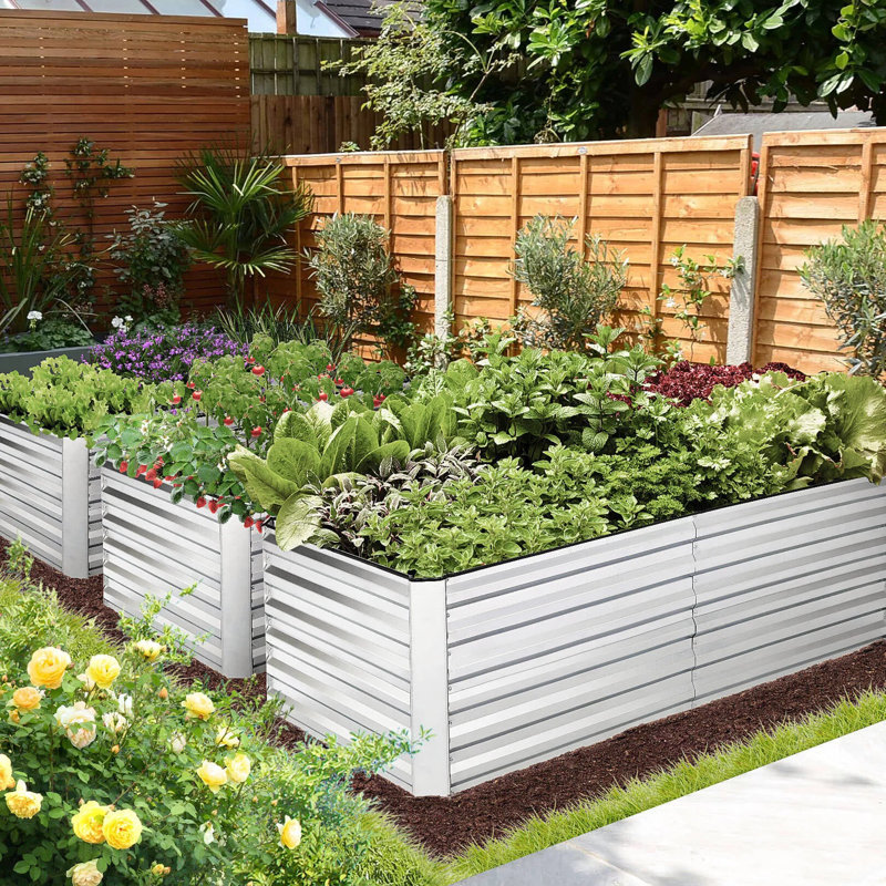 Denishia Belisle 6 ft x 3 ft Galvanized Metal Outdoor Raised Garden Bed Planter Box for Vegetables, Fruits, Silver