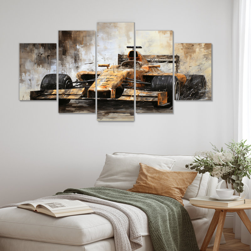  «Vintage Formule voiture Melody III - ensemble de décorations murales multi-panneaux