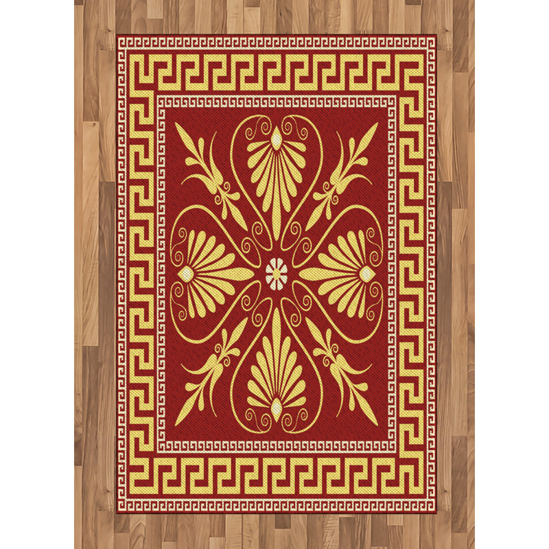 Antique Floral High Density Long Fiber Poly Threads Decorative Area Rug Carpet, Rectangle 4' x 5'8"