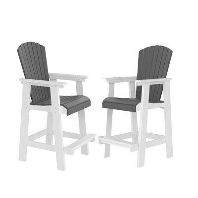 Chaise de bar en PEHD, ensemble de 2 chaises hautes Adirondack d'extérieur, tabouret de bar de patio, ensemble de 2