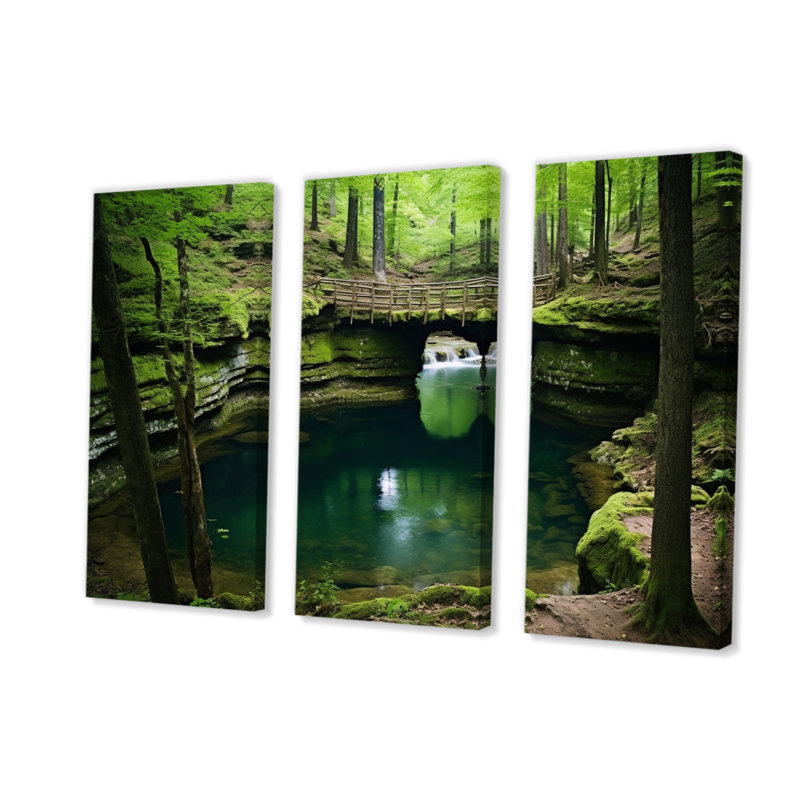«Hot Spring National Park Arkansas» sur toile, reproduction de 3 pièces, H 28 po x l 36 po x P 1 po