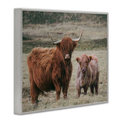Mom & Baby Cow Framed Giclee, Design By Lettered And Lined