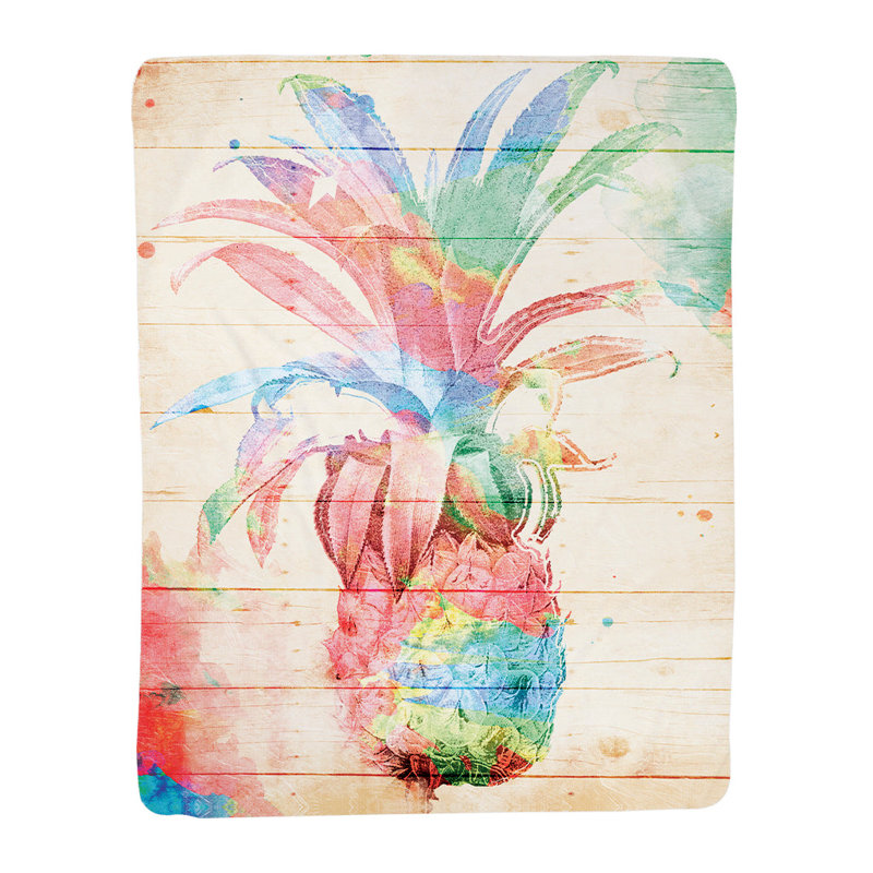 Colorful Pineapple Sherpa Throw