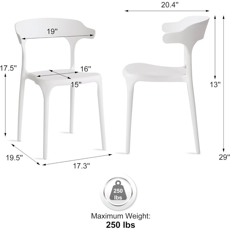 Modern Outdoor Dining Set With Square Plastic Table & Colorful Stackable Chairs. 5-Piece & 6-Piece Sets Available. Weather-Resistant, Easy To Clean, Perfect For Patio & Garden (Grey & White, 5 Piece)