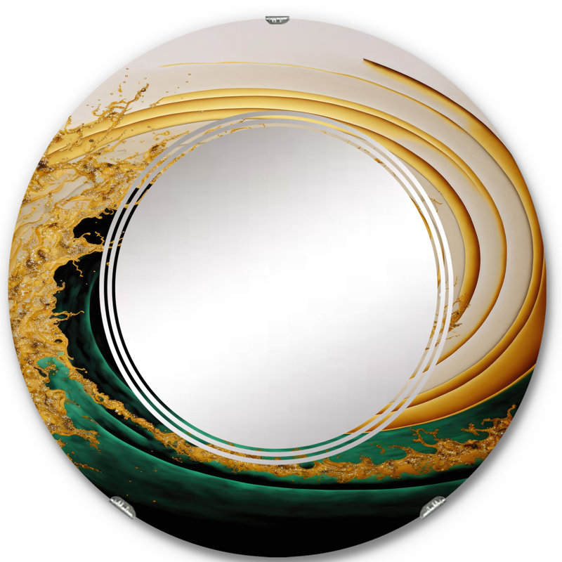 Pebley or aquarelle liquide Art - miroir mural moderne en spirale, 24 po x 24 po
