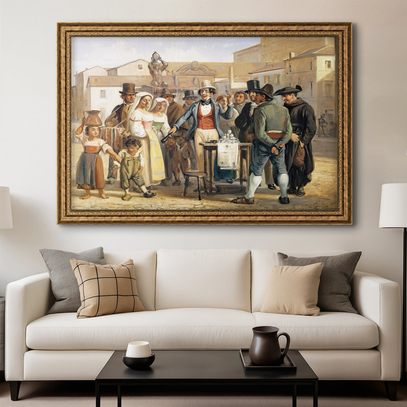 Un Charlatan vendant du noir à la place Barberini à Rome, v. 1840-1849-Wilhelm Marstrand-Toile encadrée sur mesure