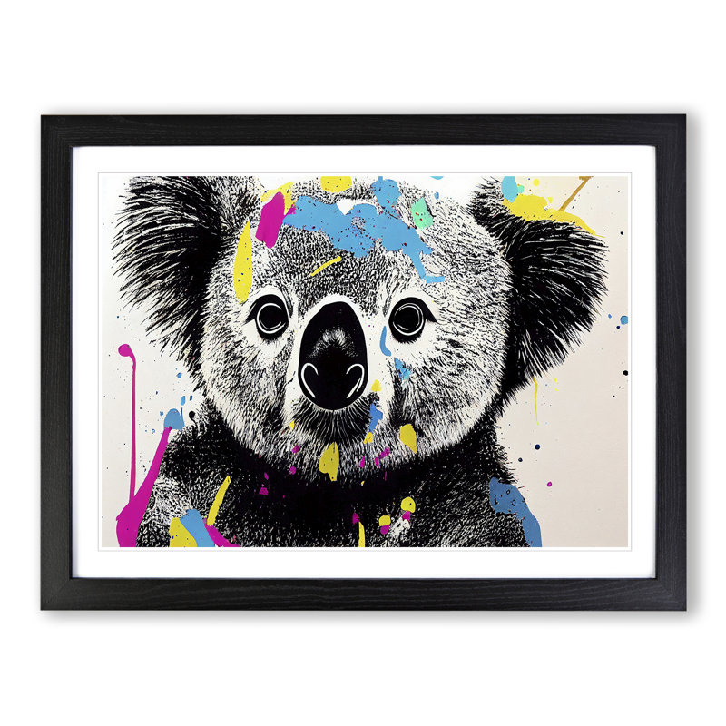 Koala Bear Splash Vol.1 Abstract - Single Picture Frame Print, 25cm H x 34cm W x 2cm D, Black Framed