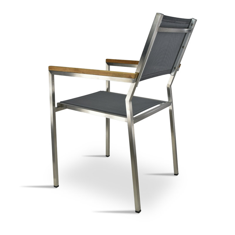 Earlene Patio Dining Armchair with Cushion, Grey