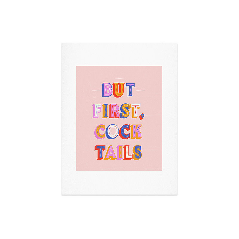 «Showmemars But First Cocktail», impression d'art typographique - sans cadre, H 24 po x l 18 po
