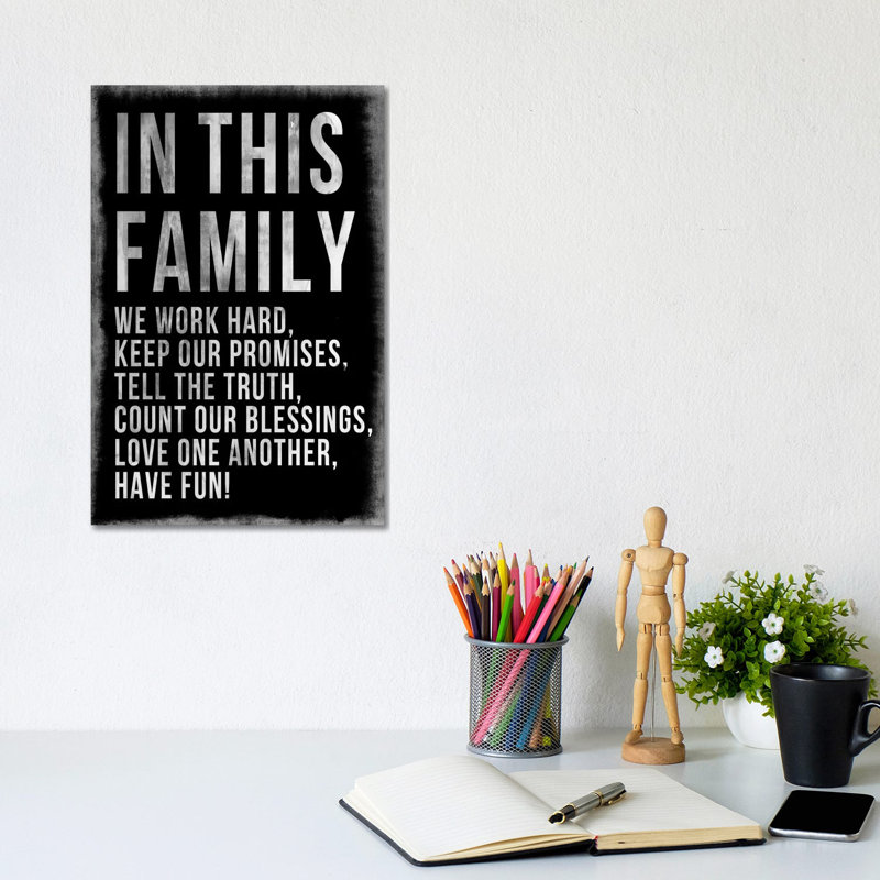Family Rules Chalkboard - Wrapped Canvas Print, 20.32 cm H x 30.48 cm W