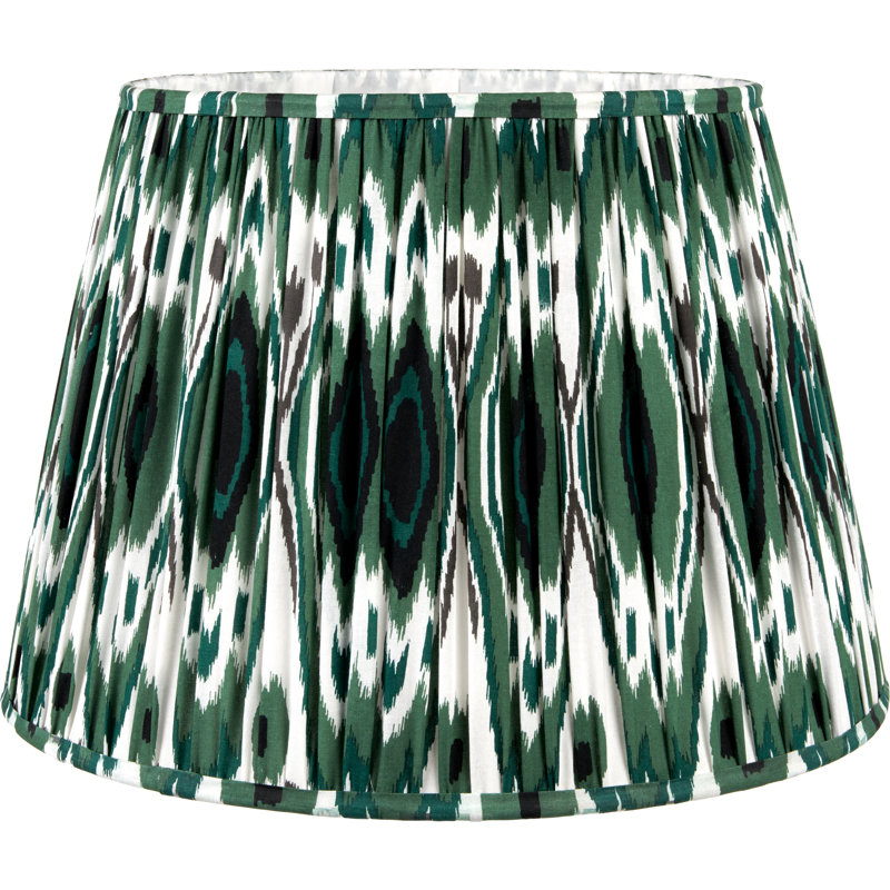 Pleated Cotton Cylinder Shade, 21cm H x 30cm W x 30cm D, Green