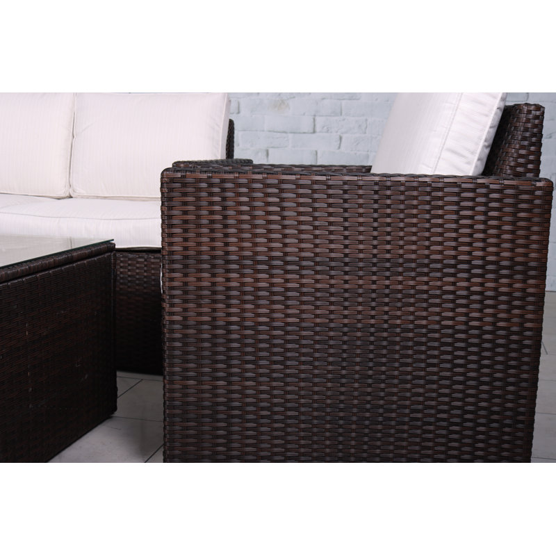 Berlin 2 Seater sofa Set 4 Person with Cushions, Brown, White