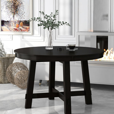 Table de salle à manger ronde en bois massif avec rallonge, 16 po, couleur, sièges 6, réglable 42 - 58 (), design, bois, 42 po 58 po réglable, plateau en placage de chêne, structure robuste