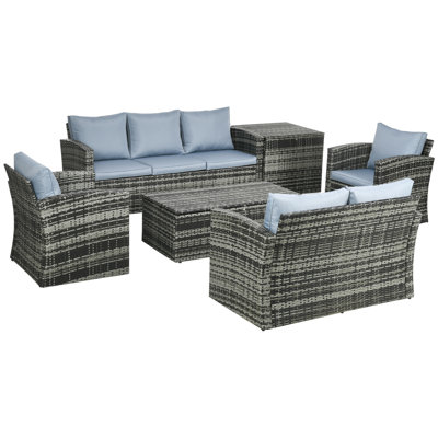 Wicker 7 - Person Garden Lounge Set with Cushions