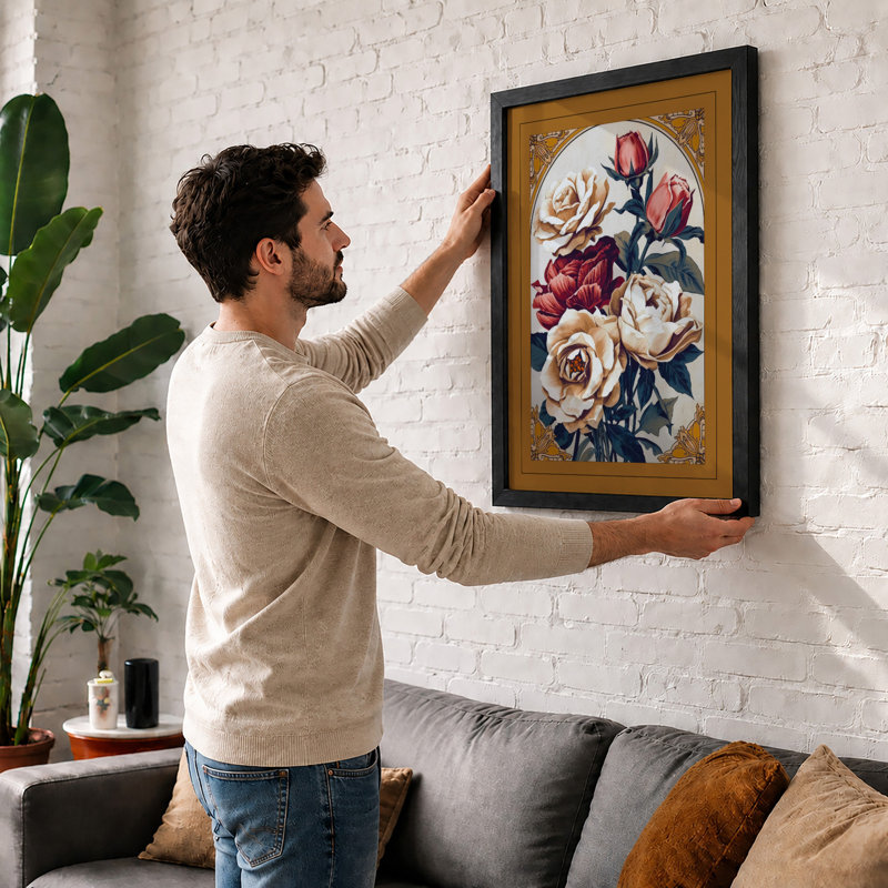 Victorian Rose Compendium Botanical - Framed Print, A2 - 59.4 x 42.0 cm, Oak