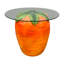 Table d'appoint en forme de carotte, tabouret de fruits en résine 16 po avec plateau en verre, table de bout fantaisie pour le salon, la chambre et la décoration intérieure