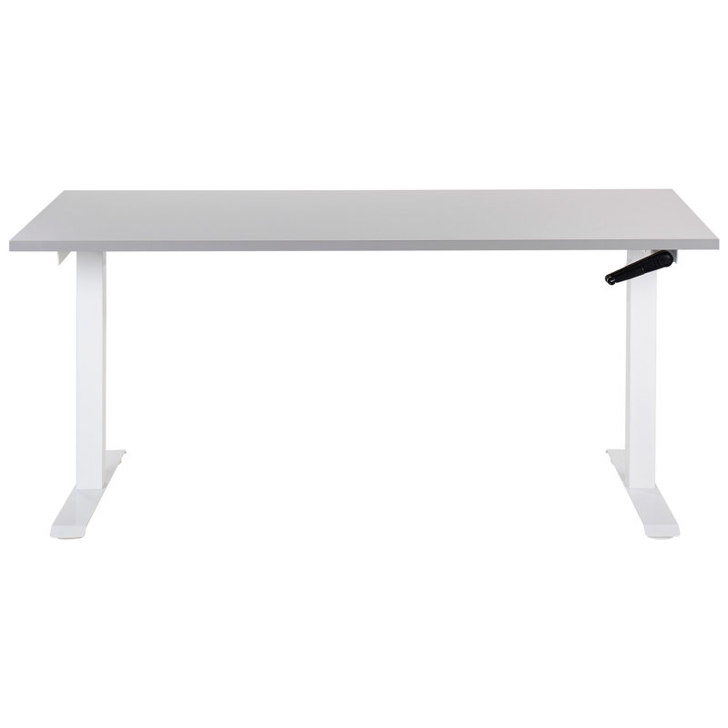 Nateasha Adjustable Metal Base Standing Desk, White, Grey, 119cm H x 160cm W x 72cm D