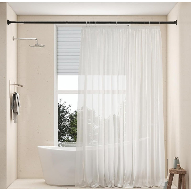 79-195cm Extendable Shower Curtain Pole for Bathroom, Black