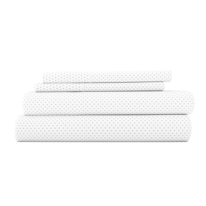 Stippled Dot Pattern Microfiber Sheet Set, California King, Gray