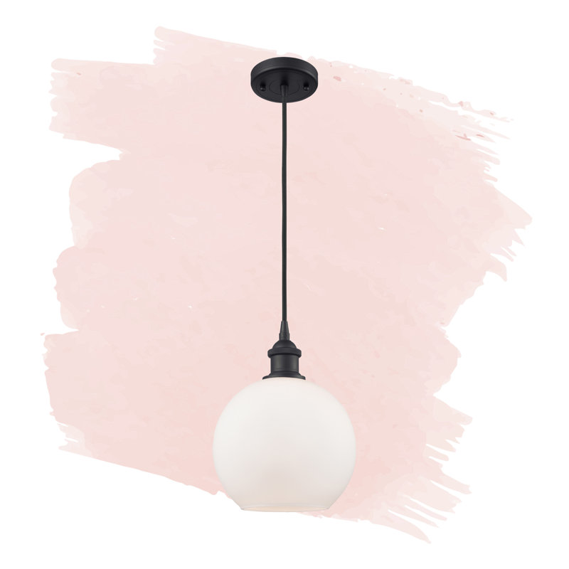 Luminaire suspendu sphère 1 lumière Baptista, Noir mat, Ampoule non incluse, Blanc mat