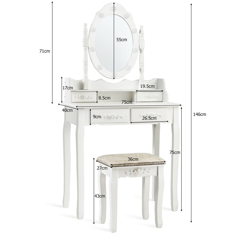 Diorio Dressing Table with Mirror