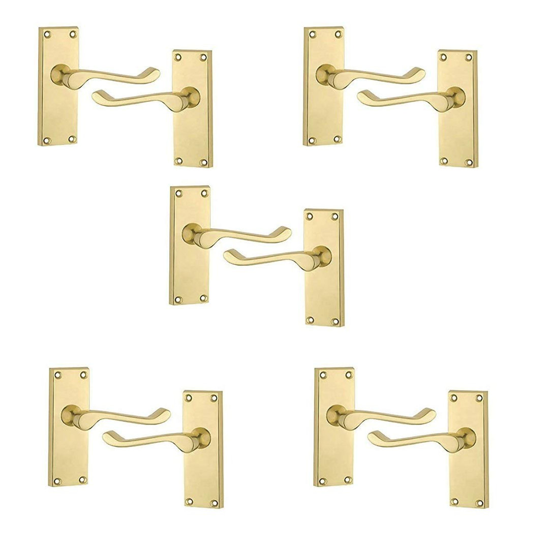 Victorian Scroll Lever Latch Door Handles in Premium Polished Chrome Finish, 5 Pairs - 120mm x 40mm