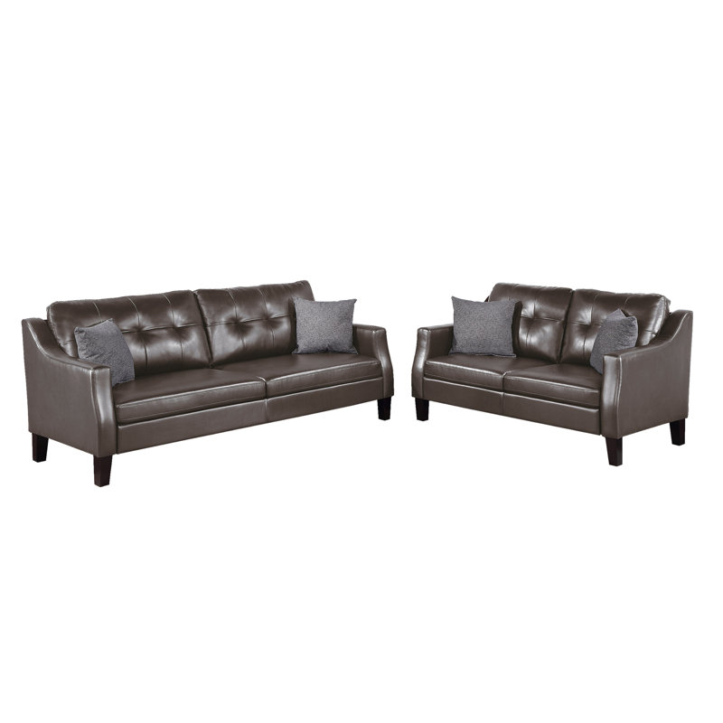 Gray Gel Leatherette Two-Piece Sofa and Loveseat Set