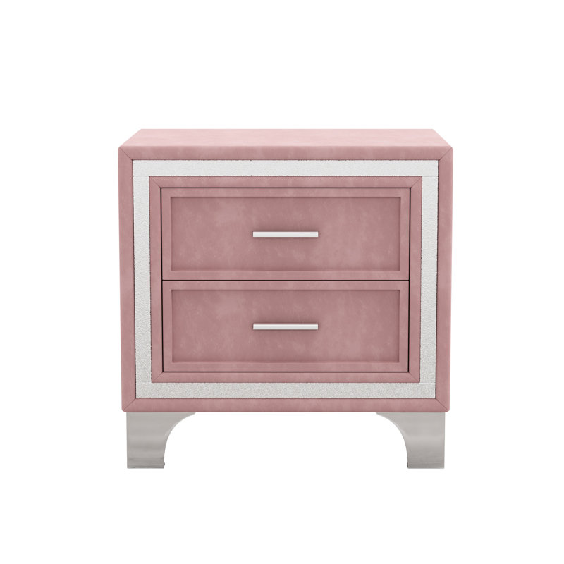 Table de chevet en velours avec 2 tiroirs, table de chevet de style Mid-Century pour chambre à coucher, armoire d'appoint rétro