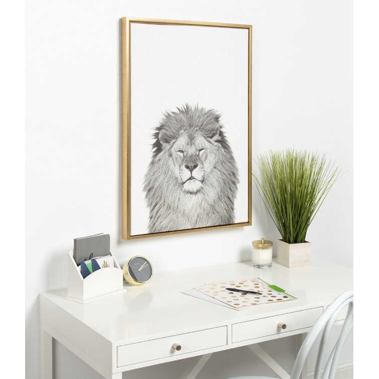 Ivy Bronx Lion Animal Print Black And White Portrait Framed On Canvas by Simon  Te Tai Print  Reviews Wayfair