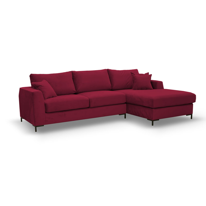 Inwood 4 Seater Corner Sofa , Red 100 % polyester, Right Hand Facing
