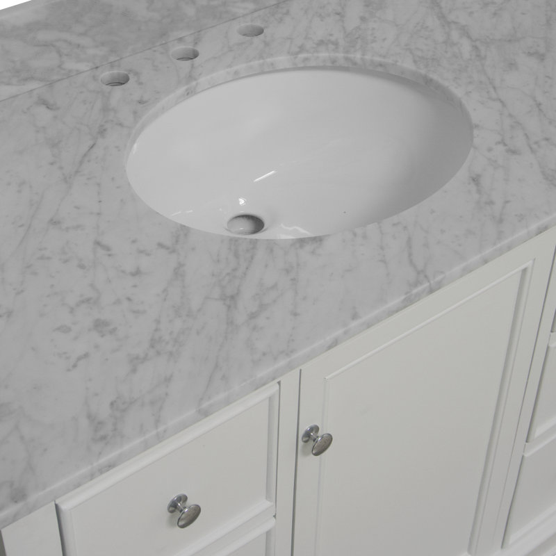 Ensemble de meuble-lavabo simple 42 po Ferdinand, Blanc, Marbre de Carrare