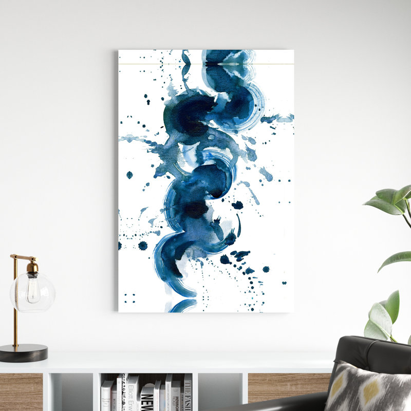 Watercolor Abstract Blues - Reproduction d'art sur toile tendue, H 18 po x l 12 po