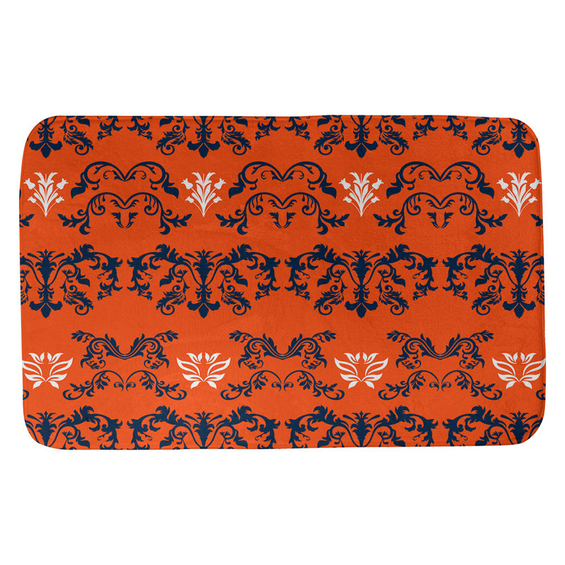 Tapis pour salle de bain Denver, l 17 po x L 24 po, Bleu / orange / blanc