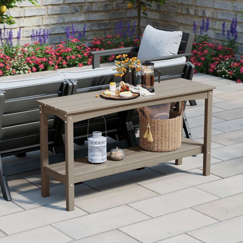 Armentha 55.5" W Outdoor Buffet Table, Brown