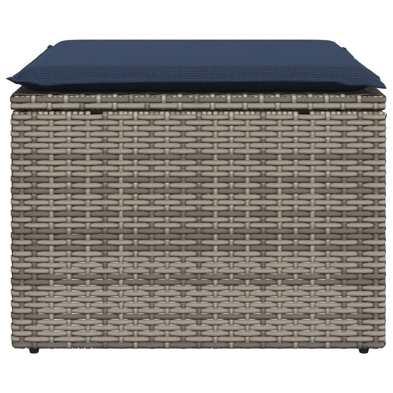 Tabouret de jardin en rotin de polyester gris 21,65 x 21,65 x 14,57 vidaXL, Marine, Gris